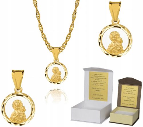  Goldkette, vergoldetes Silber, Medaillon Unserer Lieben Frau 45 cm Widmung S3M25