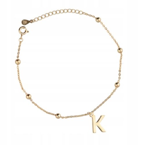  NASSARIUS ARMBAND MIT KUGELN ANHÄNGER BUCHSTABE K, SILBER VERGOLDET
