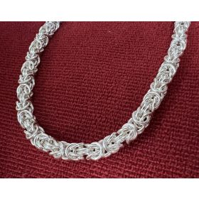    Kette 5,7mm 55cm 61g königliches byzantinisches Muster 925 Silber, Handarbeit