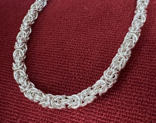  Kette 5,7mm 55cm 61g königliches byzantinisches Muster 925 Silber, Handarbeit