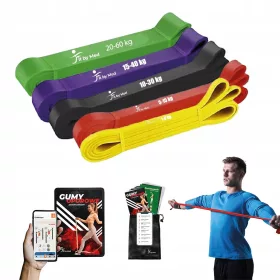    SET MIT 5 POWERBAND EXERCISE RESISTANCE BANDS Fitnessbändern HOHE QUALITÄT
