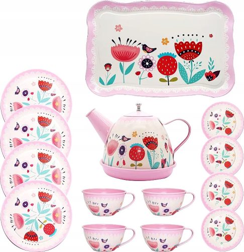  Teeservice, Geschirr, Kaffeeservice, bunt, für Kinder im Koffer
