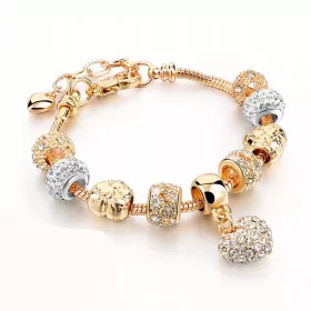    MODULARES GOLD-CHARMS-ARMBAND FÜR DAMEN, 585, HERZ, ALS GESCHENK
