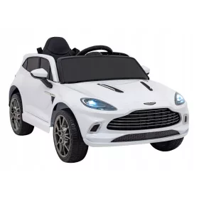    Batteriebetriebener Aston Martin DBX für Kinder. White Pilot EVA-Sicherheitsgurte kostenlos