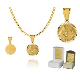    Goldkette, Silber, Erstkommunionsmedaille, 50 cm, Widmung P4M30