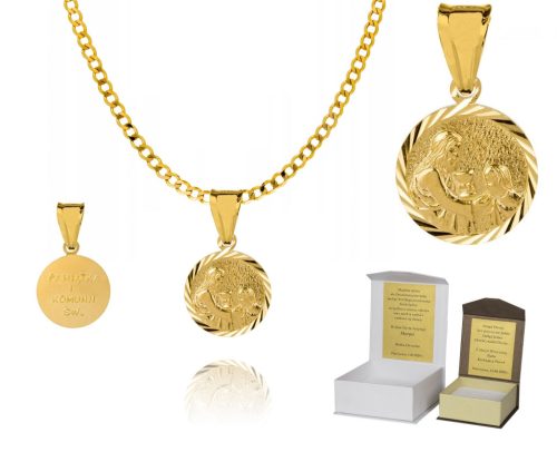  Goldkette, Silber, Erstkommunionsmedaille, 50 cm, Widmung P4M30
