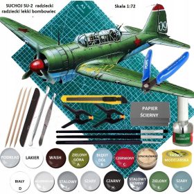    MODELL des Flugzeugs Suchoi Su-2 + selbstheilende A3-Matte, Kleber, Pinsel, Farben....