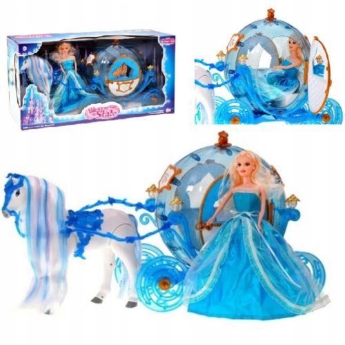  GROSSE WAGEN-GEHENDE PRINZESSIN PUPPE PFERD LICHTGERÄUSCHE