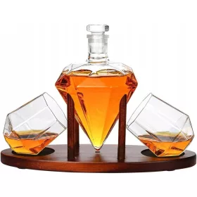  WHISKY-KARAFFE KRISTALLKARAFFE DIAMOND WHISKY SET STEINE