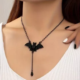    Gothic Fledermaus-Anhänger-Punk-Halskette für Halloween-Party, Geschenk