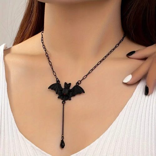  Gothic Fledermaus-Anhänger-Punk-Halskette für Halloween-Party, Geschenk