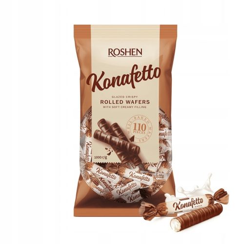 Roshen Konafetto Bianco Waffelröhrchen mit Milchcremefüllung und Schokoladenüberzug 1kg