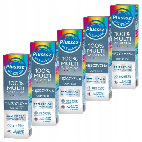 Plusssz 100% Multiwitamina für Männer, Komplex aus Pflanzenextrakten und Vitaminen, 20 Brausetabletten