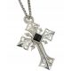  Herren-Halskette „SILVER CROSS“ mit schwarzem Stein und Metallanhänger