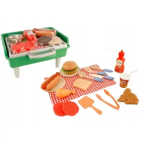    Minigrill für Kinder 28 Elemente, Besteck + Lebensmittelzubehör