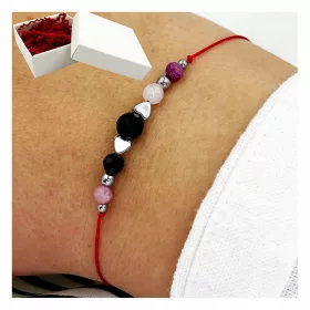    Glücksarmband LOVE Turmalin Rosenquarz Rubin handgemachtes Geschenk