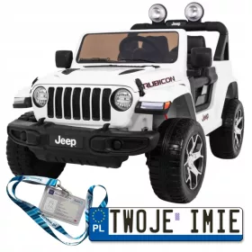    Batteriebetriebener Jeep Wrangler Rubicon für Kinder Weiß + Fernbedienung + MP3-Radio
