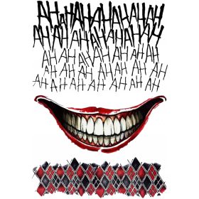    Waschbares Tattoo JOKER Mund Clown Horror Hahaha DC SET Größe A4
