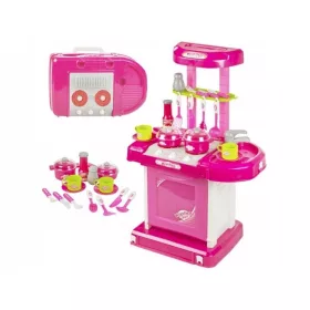  ChRLD-Set, rosa Küche mit Backofen, Zubehör