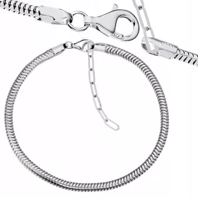    Modulares Armband, Basis für Schlangenanhänger, 3 mm, 925er Silber, verstellbares Oxid