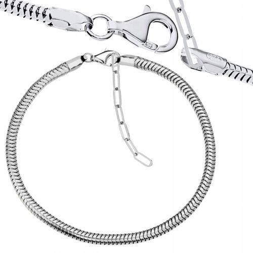  Modulares Armband, Basis für Schlangenanhänger, 3 mm, 925er Silber, verstellbares Oxid