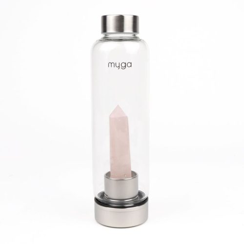  Myga Glaswasserflasche mit Rosenquarz 500 ml