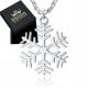  Silber Schneeflocke Halskette Anhänger Kette Weihnachtsmann Geschenk Weihnachten 925
