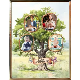    Stammbaum-Geschenk für Großmutter, Großeltern, Fotos und Namen der Enkelkinder