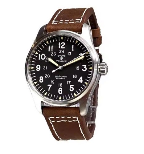  Tandorio Pilot 39 mm Saphir NH35A Lederuhr