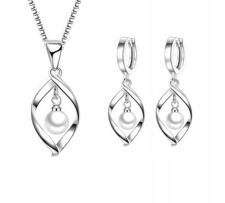  DAMEN-SET, VERSILBERTE PERLENHALSKETTE-OHRRINGE, P, 2360
