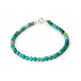    Armband, natürliches TÜRKIS, facettierte Kugeln, 4 mm Silber