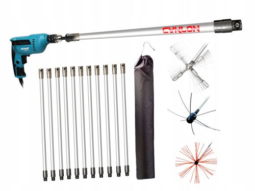  ZYKLON zur Schornsteinreinigung, TURBO-Set, 9 m, Bürstenstab, SCHNELLANSCHLUSS
