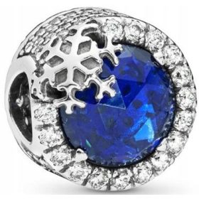    CHARMS SILBER ANHÄNGER SCHNEEFLOCKEN WEIHNACHTSCHARMS PERLEN BLAU