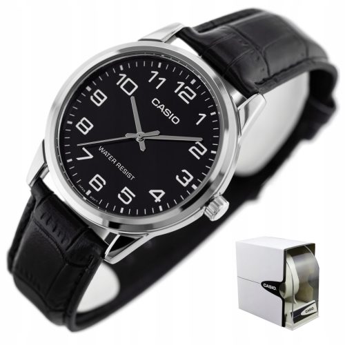  Casio APOLLO Herrenuhr, Leder, schwarze Zahlen, klassische GRAVUR