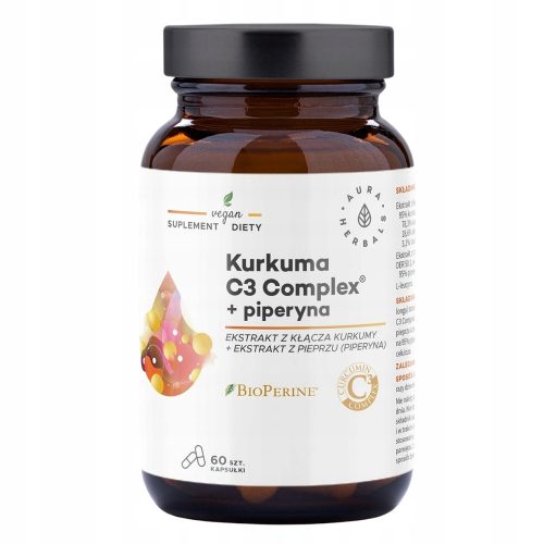 Kurkuma 500 mg C3 Complex + Piperyna, 60 Kapseln - Unterstützt das Immunsystem