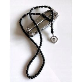  Herrenhalskette Kompassrose Polarstern Onyx