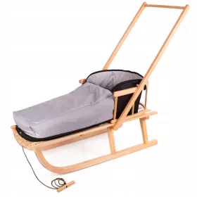    Traditioneller Holzschlitten Swiat-Dziecka.pl Schlitten mit Schieber + Schlafsack