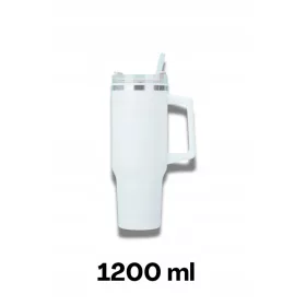  Thermobecher groß XL 1200ml Cold Heat Hit Edelstahl weiß