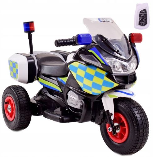  POLIZEI-MOTORRAD MIT HAHN, AUFGEBLASTEN RÄDERN, GERÄUSCHEN, ZWEI MOTOREN, FERNBEDIENUNG/A608