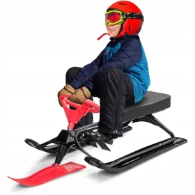    Skischlitten, Jugend-Skifahrräder, Sicherheitsbremsen, rutschfest, 114 x 38 cm, ROT, traditionell
