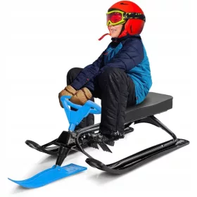    Skischlitten, Jugend-Skifahrräder, Sicherheitsbremsen, rutschfest, 114 x 38 cm, Blau, traditionell