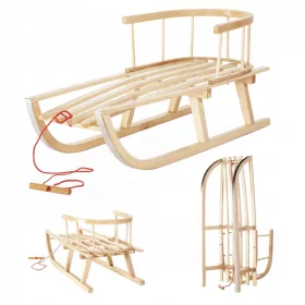    HOLZSCHLITTEN MIT RÜCKSEITE AUS TRADITIONELLEM, LANGLEBIGEM HOLZ, LACKIERT