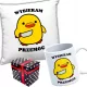  LUSTIGES ENTEN-GESCHENKSET KISSEN + BECHER ICH WÄHLE GEWALT + BOX