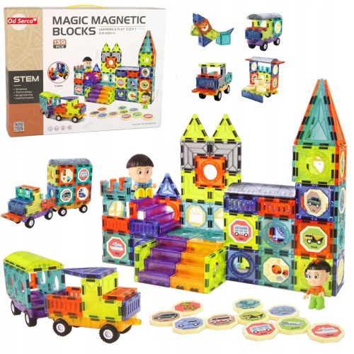  Magnetische Blöcke, großes Set mit 139 Elementen, pädagogisches 3D-Schloss und Fahrzeuge