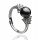  SILBERRING MIT SCHWARZER PERLE UND ZIRKONIA