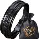  MODISCHES HERRENARMBAND 316L LEDER CHIRURGENSTAHL 5 STREIFEN