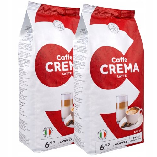 CAFFE CREMA LATTE Kaffeebohnen 1 kg x2 zarter COFFIX-Schaum