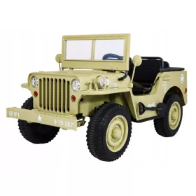    Starkes Retro-Militärauto für 3 Kinder, Matcha + Allradantrieb + Stauraum + EVA