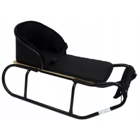    POLNISCHER SCHLITTEN + RÜCKENLEHNE + MATRATZE + GURTE KINDERSCHLITTEN, schwarz