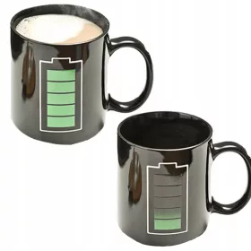  Magic MUG BATTERY für Kaffee, großes GESCHENK, schwarz